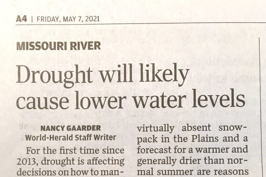 Heading "Drought will cause lower water levels."