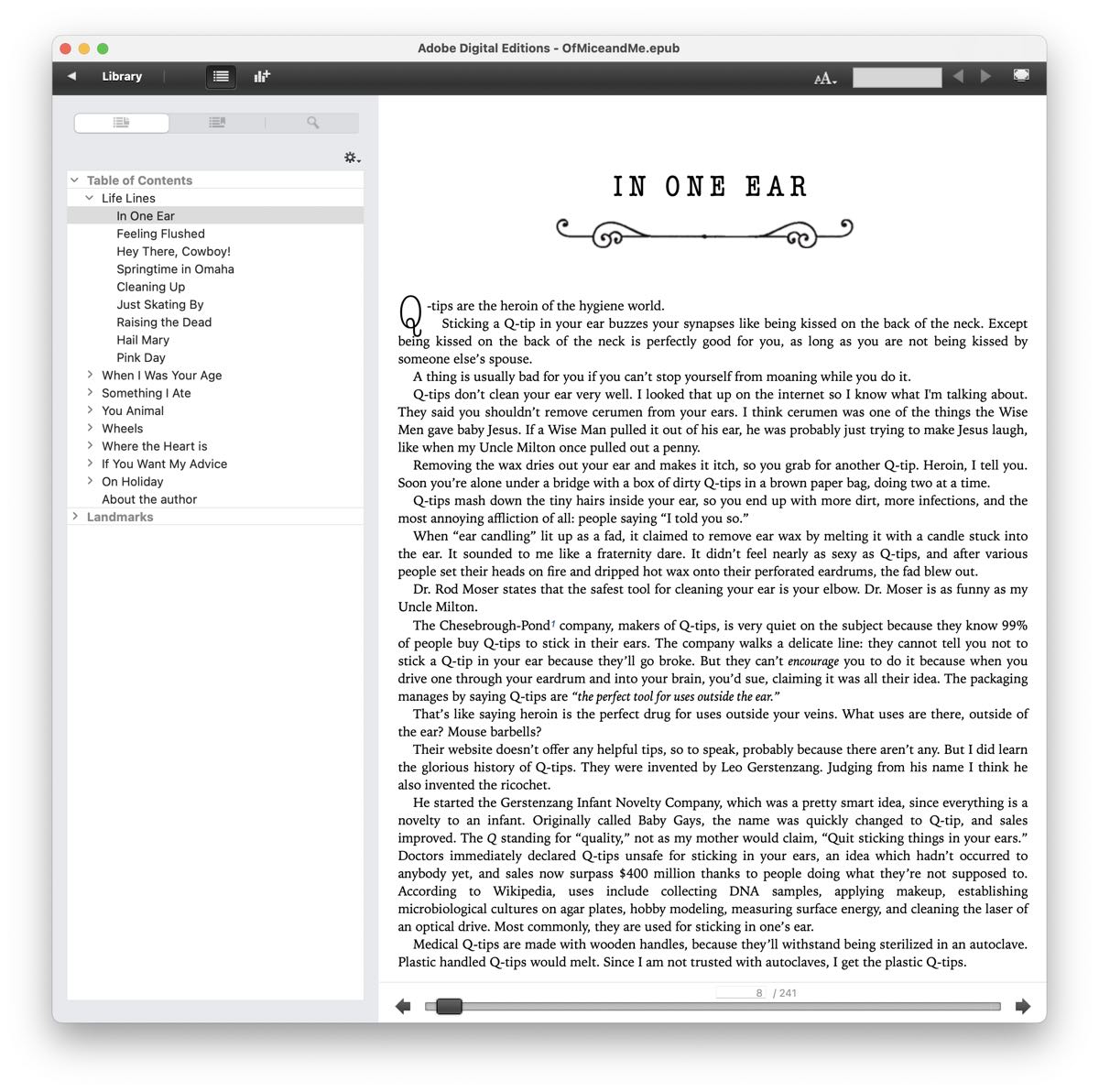 Book sample viewed on Adobe Digital Editions